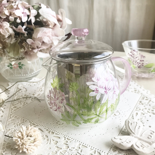 なおさん専用 驚い 花柄陶器 ピッチャーと皿のセット
