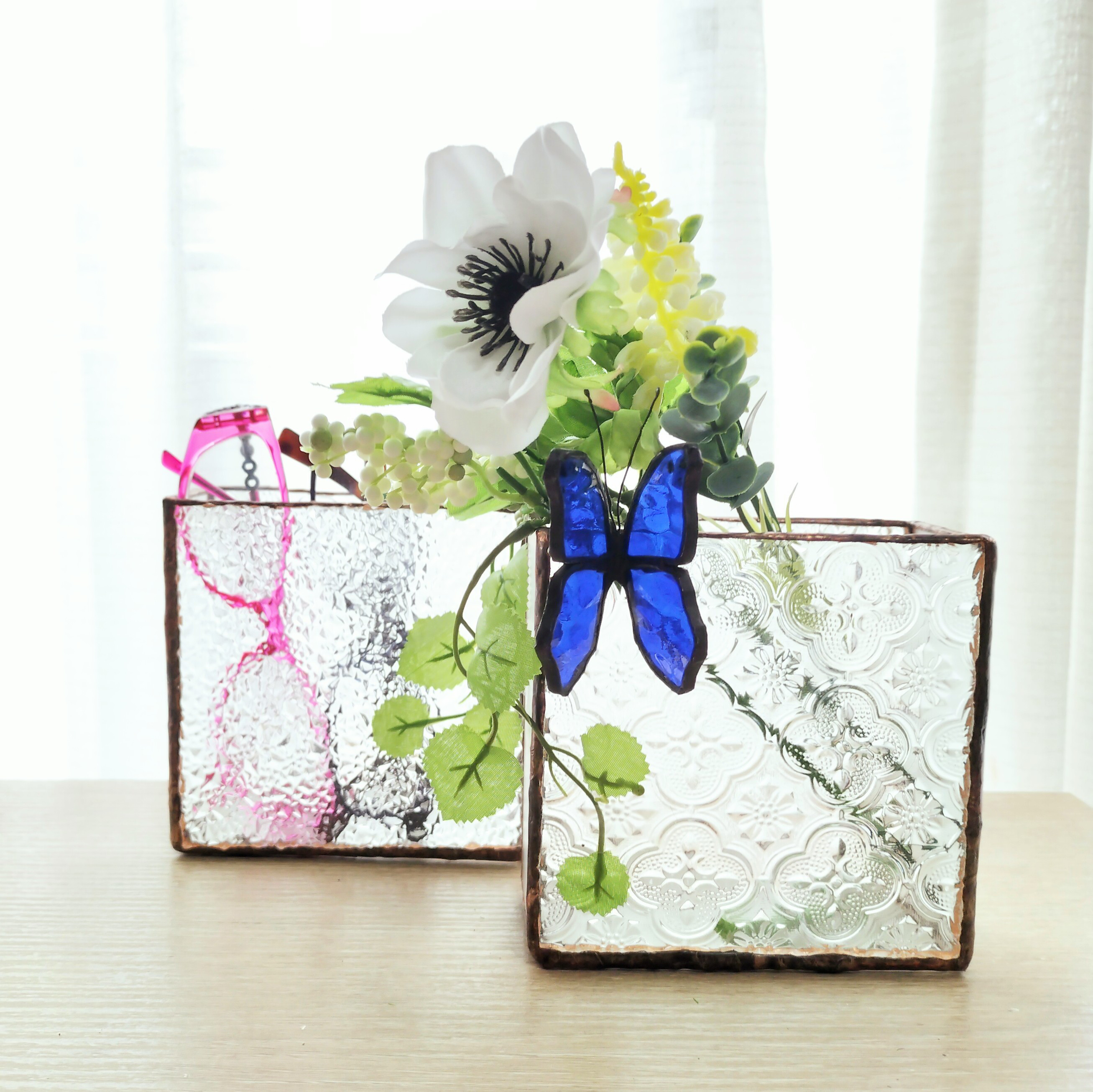 アンティーク　ステンドグラス　キャンドルホルダー　キャンドルライト　ライト