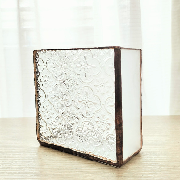 ステンドグラスのボックス（大）昭和レトロガラス・キャンドルライト・小物入れ・眼鏡立て・花瓶 7枚目の画像