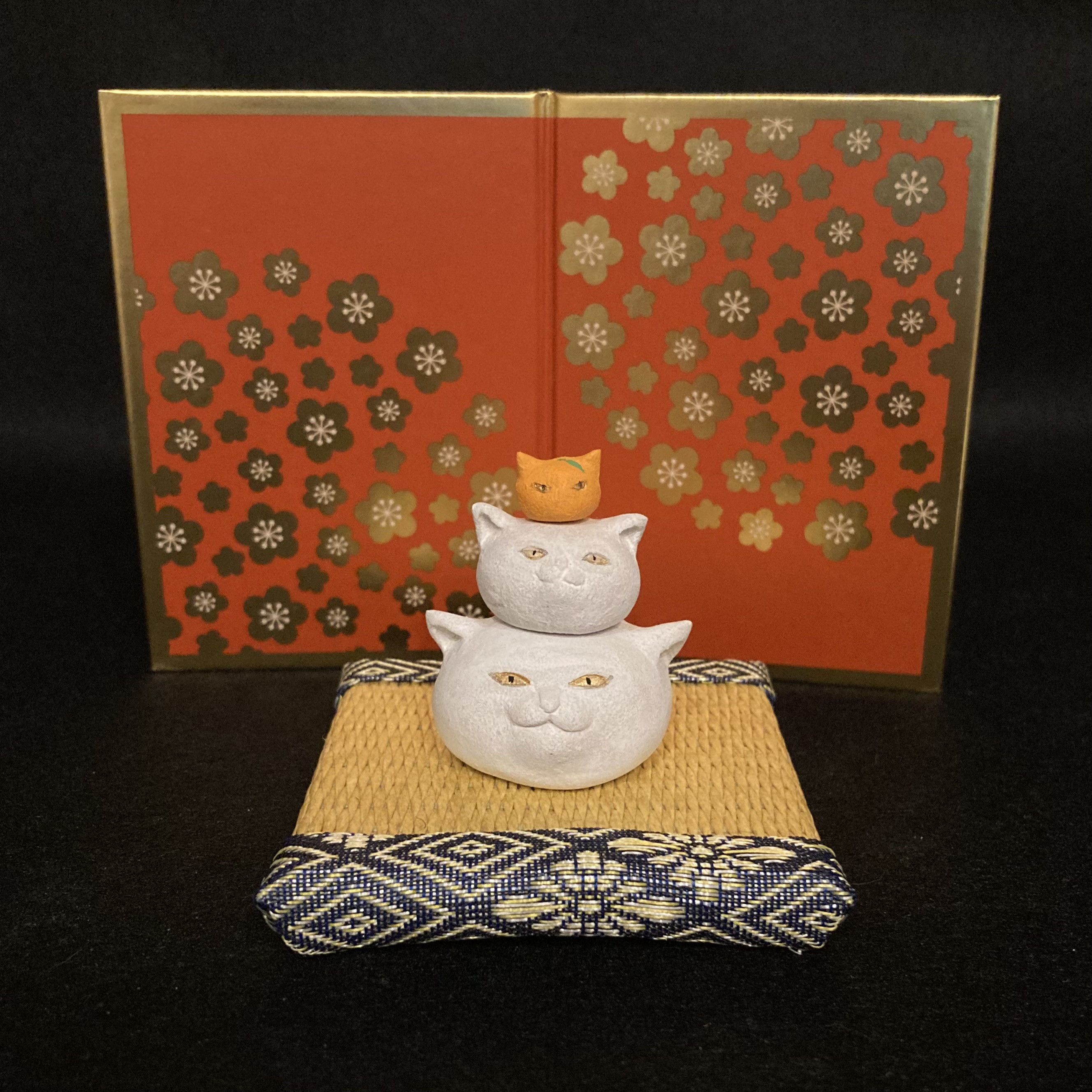 中古品♡【鏡餅 猫】黒猫♡鏡餅♡福猫♡