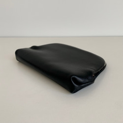 【受注制作・裏地&口金色が選べます】コンパクトウォレット《押し口財布 Mサイズ》ブラックレザー 4枚目の画像