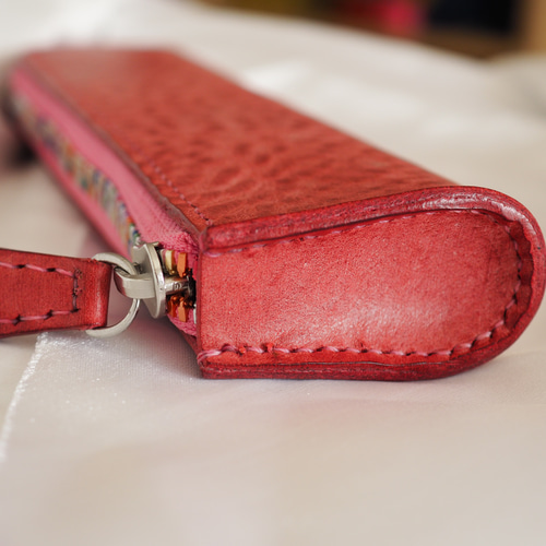 本革 イタリアンレザー （アラスカ ラズベリー）ペンケース ペンケース