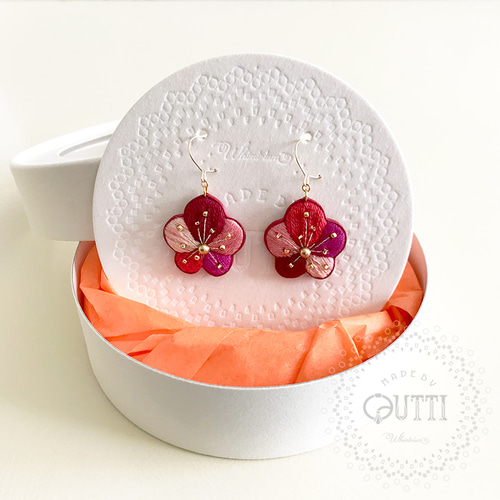 みや♡14kgf 1点品】14KGF/和風刺繍: '頬咲 -Hohoemi' P/E #蜜色 -ﾋﾟｱｽ
