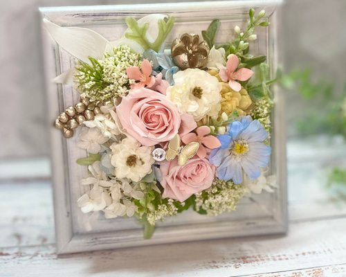 ハンドメイド プリザーブドフラワーアレンジメント 『フレームアレンジ』 0887b00829e5da6d1f8cc1781c018f
