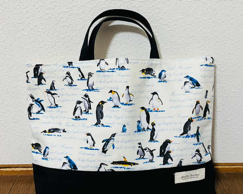 【マカロニ】ペンギン柄大きめレッスンバッグセット e38202dbe297949069101badd9235a