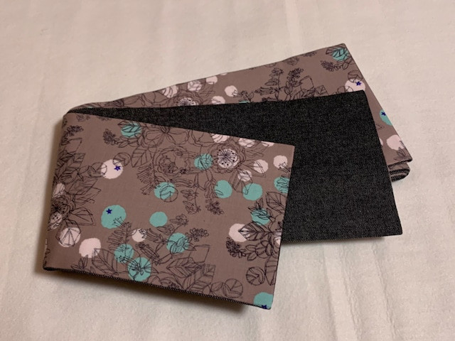 オリジナル半巾帯（小袋帯） リバーシブル仕立て 長尺 / 闇夜の星とデニム調黒（みすゞうた「闇夜の星」生地使用）