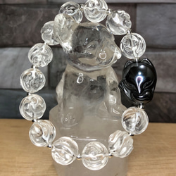 天然白水晶玫瑰+鈦赫茲九尾狐設計款手串 - 白水晶の薔薇彫りとテラヘルツの狐のブレスレット 第1張的照片