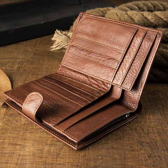 手作り牛革二つ折り財布 #5003 9枚目の画像