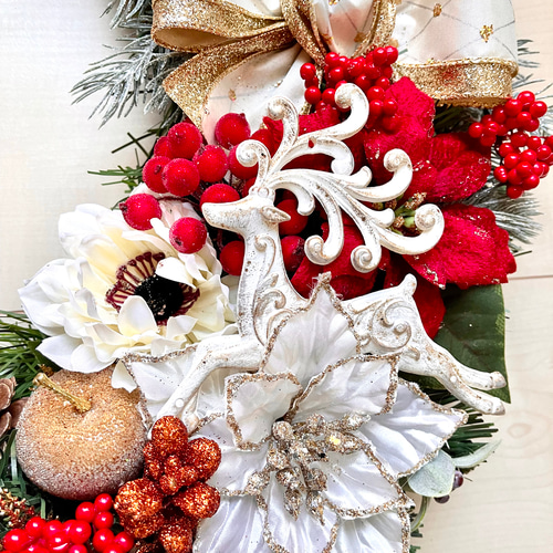 ひろりん✨クリスマスリース✨径50cm超え特大✨造花✨フラワーリース ひろりん様専用✨クリスマスリース✨径50cm超え特大✨造花