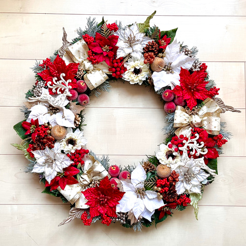 特大フラワーリース(造花)在庫整理の為お値下しました。 楽天市場】造花 リース 秋 大きい 52cm 豪華 玄関 壁掛け