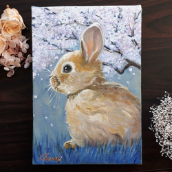 兎の油絵【廃線とウサギ】1点物の原画◆作者サイン入り リアル色鉛筆画【原画】NO.11 うさぎの絵 手描き 絵画 鳳雛