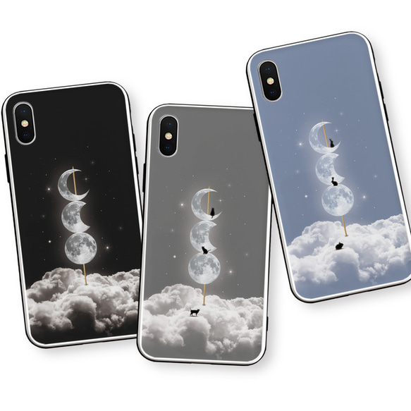 リアル月だんご2 　 iPhoneケース　強化ガラス　ねこ　うさぎ 1枚目の画像