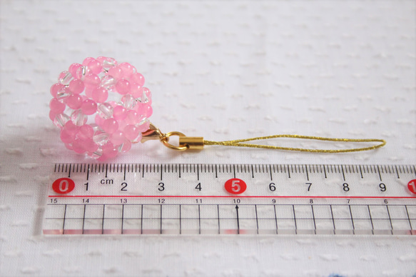 春色 フラーレン 4mmピンクジェード(天然クォーツァイト)＆水晶(ストラップ付)　　　　 14枚目の画像