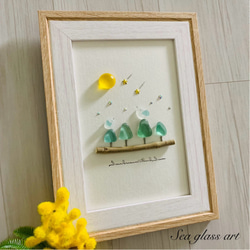 シーグラスアート 癒しの森 お月見 ガラス細工 インテリア雑貨 北欧