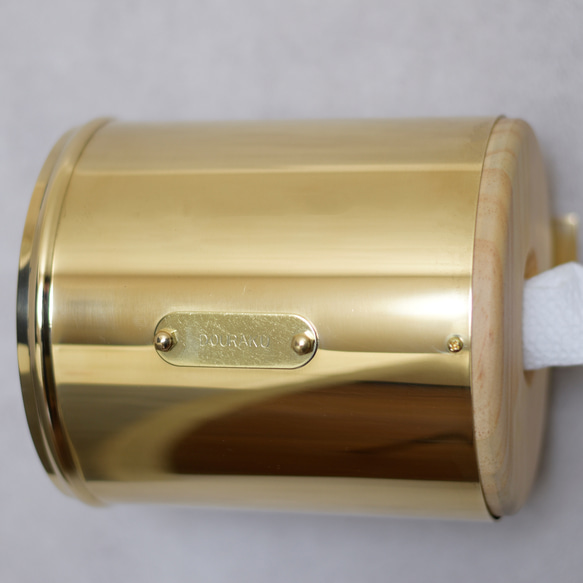 真鍮と木のトイレットペーパーホルダー　壁掛け