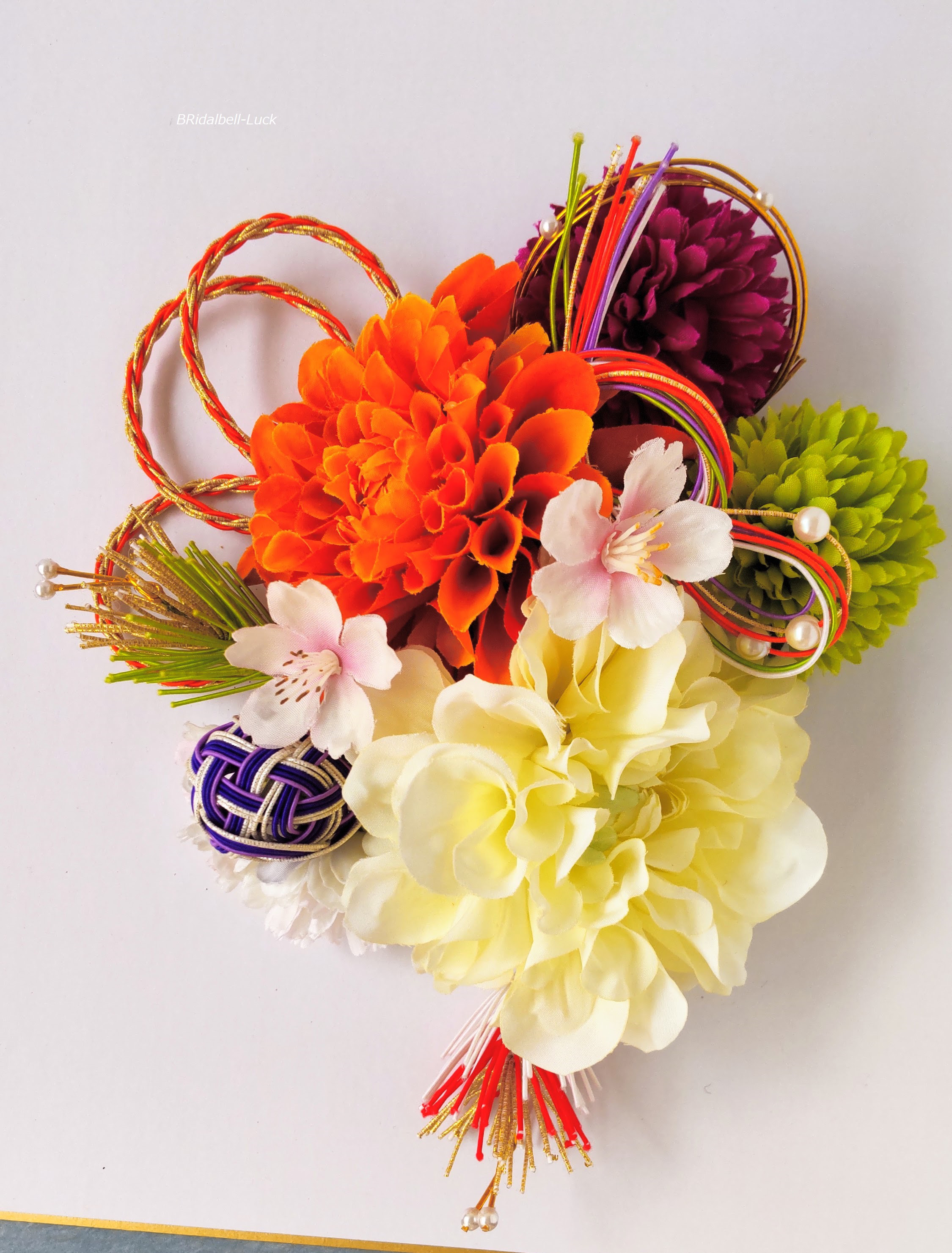 造花髪飾り　ダリア・マム・桜・手毬・ライン　O