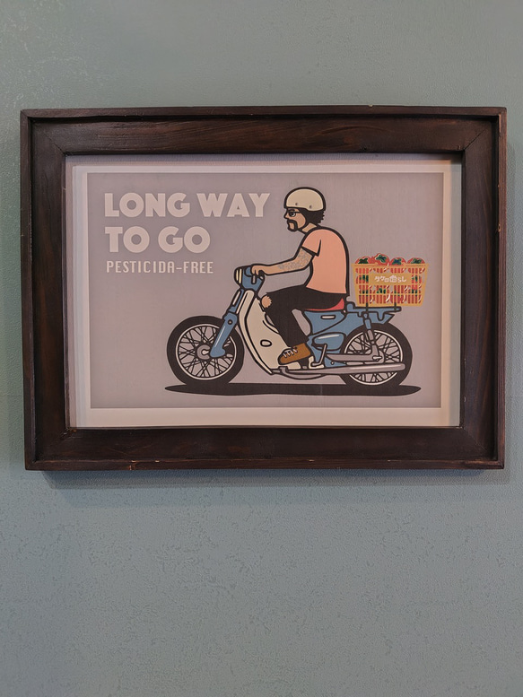 LONG WAY TO GO ポスター アート デザイン イラスト A4 A3 インテリア バイク 1枚目の画像