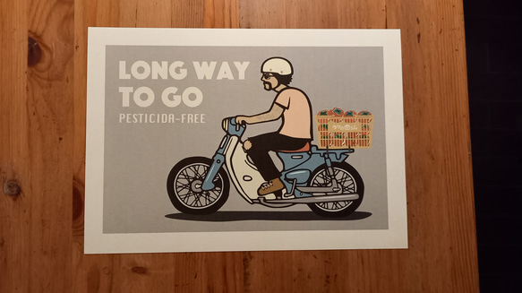 LONG WAY TO GO ポスター アート デザイン イラスト A4 A3 インテリア バイク 2枚目の画像