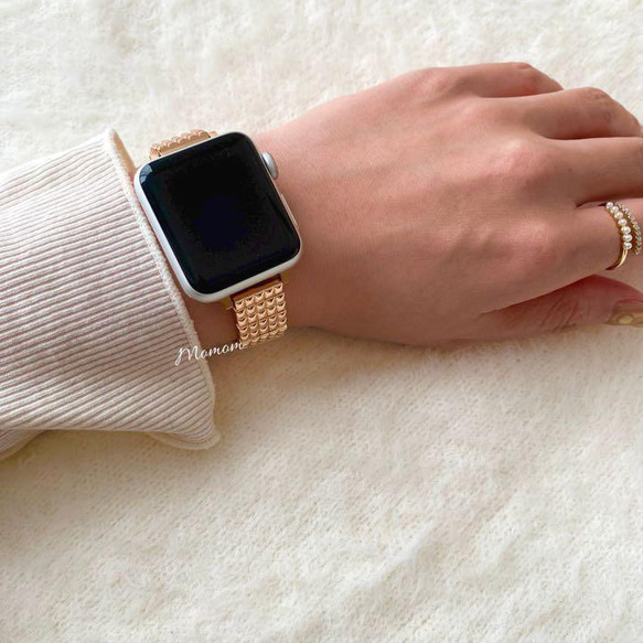 Apple Watch シャイニーメタルベルト ローズゴールド 全サイズ対応 2枚目の画像