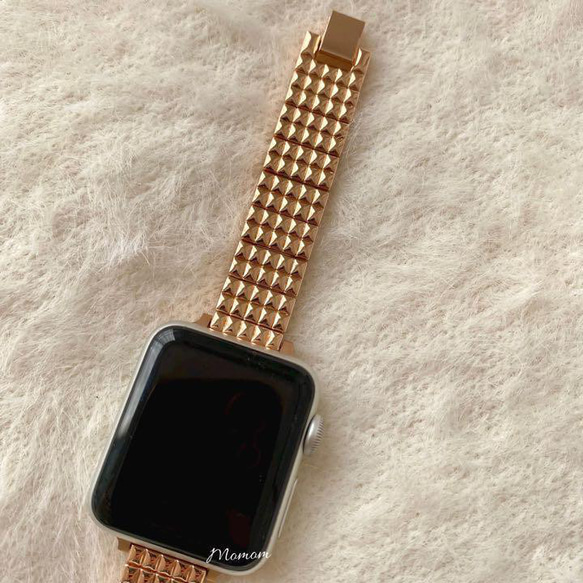 Apple Watch シャイニーメタルベルト ローズゴールド 全サイズ対応 8枚目の画像
