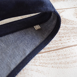 【受注制作】ストレッチデニム　深Ｖネック大人のジャンパースカート　両サイドリボン 6枚目の画像