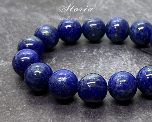 無着色】アフガニスタン産 12mmラピズラズリ ブレスレット