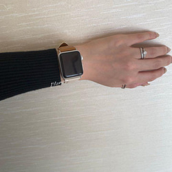 Apple Watch バイカラーベルト ブラウン×ホワイト 全サイズ対応 4枚目の画像