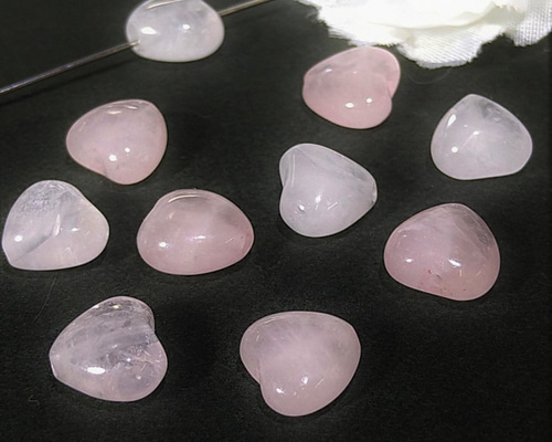 ローズクォーツ 縦穴 ハート 4サイズ 8mm・10mm・12mm・15mm 天然石