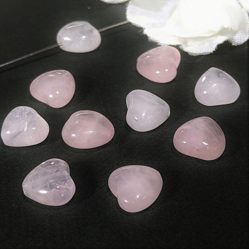 ローズクォーツ 縦穴 ハート 4サイズ 8mm・10mm・12mm・15mm 天然石