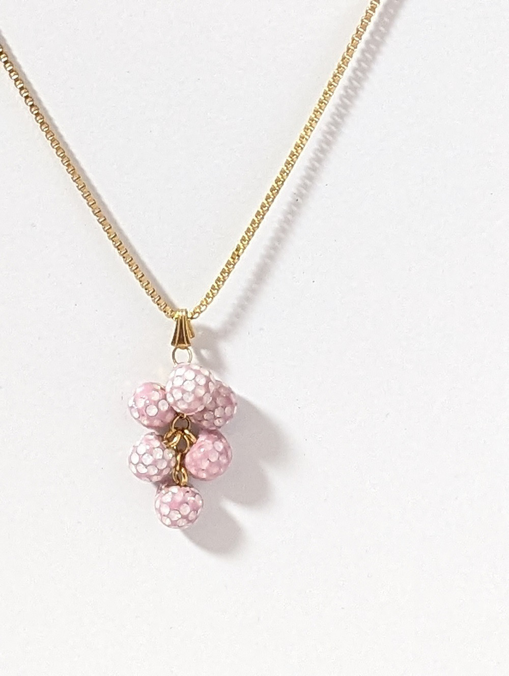 ホワイトオパールスワロコロコロステンレスロングネックレス