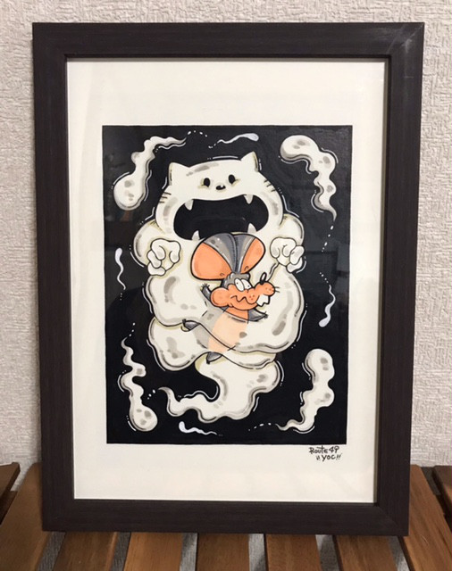 『バケネコとネズミ』　原画　アート　絵　オバケ