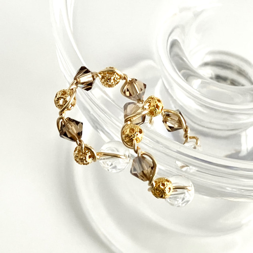 リンパ流れるイヤーカフ◇スワロ《Lt.コロラド トパーズサテン