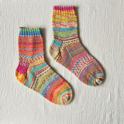 手編みの靴下　- pink orange - 3枚目の画像