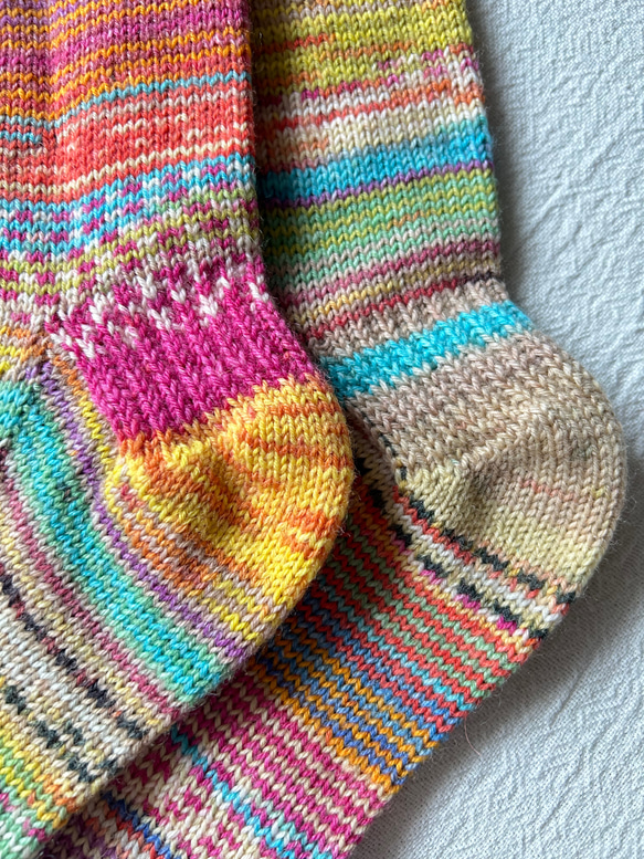 手編みの靴下　- pink orange - 5枚目の画像