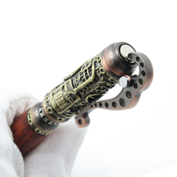 蒸汽朋克蒸汽機手工製作豪華木製圓珠筆 Cocobolo 黃銅錫鍍金 第7張的照片