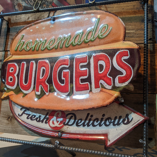 アメリカンダイナー/ ハンバーガー 立体式サインボード/ BURGERS