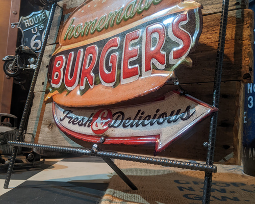 アメリカンダイナー/ ハンバーガー 立体式サインボード/ BURGERS