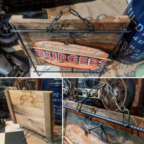 アメリカンダイナー/ ハンバーガー 立体式サインボード/ BURGERS 看板