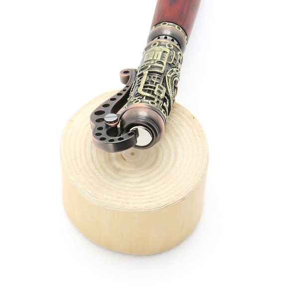 蒸汽朋克蒸汽機手工製作豪華木製圓珠筆 Cocobolo 青銅 + 鍍黃銅 第8張的照片