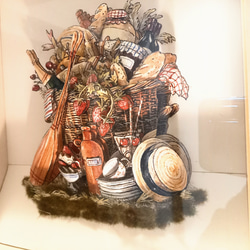 ピクニック　シャドーアート　３Dアート　インテリアアート　フォックスウッド 3枚目の画像