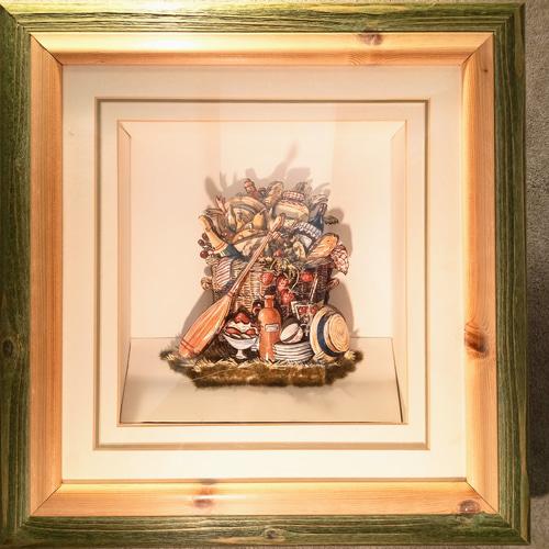 シャドーボックス　絵　インテリア アート ピクニック シャドーアート 3Dアート インテリアアート