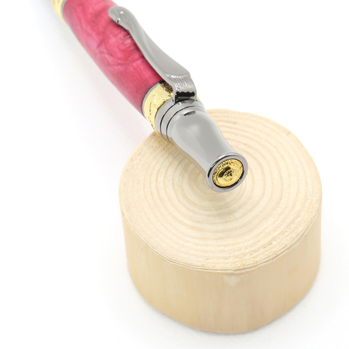 手作り 高級 木製 回転式ボールペン 染めた カエデ ガン・メタル 24金  