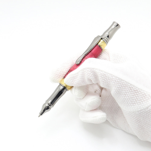 手作り 高級 木製 回転式ボールペン 染めた カエデ ガン・メタル 24金  