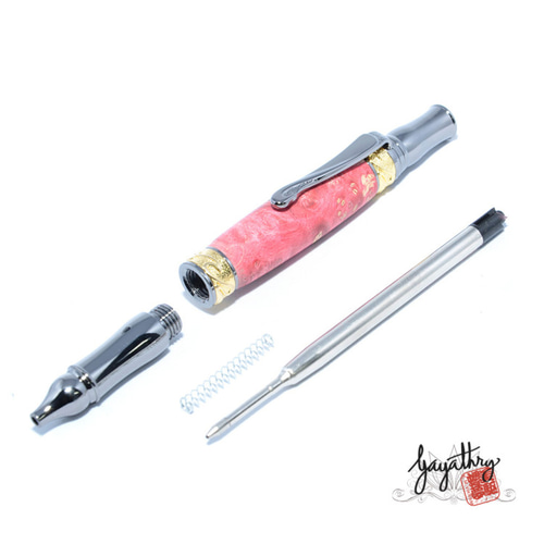 手作り 高級 木製 回転式ボールペン 染めた カエデ ガン・メタル 24金  