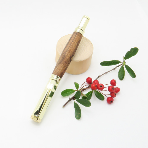 手作り 高級 木製 水性ボールペン 磁石付きキャップ ココボロ 24金