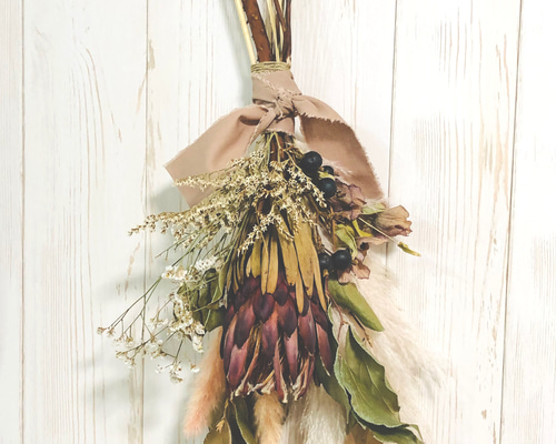 ドライフラワースワッグ＊＊ブーケ♡冬あったか煉瓦色 スワッグ