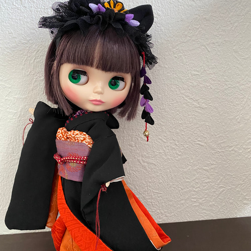 22cmドールさんハロウィン着物 正絹引き振袖 0134 その他人形