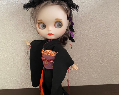 22cmドールさんハロウィン着物 正絹引き振袖 0134 その他人形