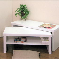 ネストテーブル「プログレ」2点セット　ホワイト・白色 2枚目の画像