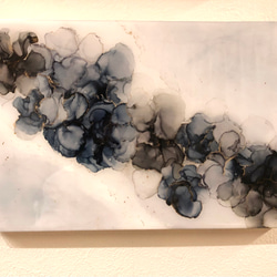 アルコールインクアートパネル　No.2 漆黒の花 4枚目の画像